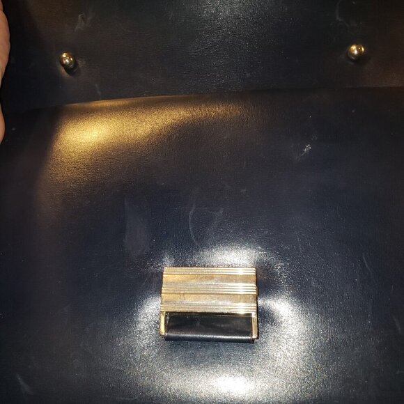 Vintage Blue Leather Top Handle Kelly Bag - Picture 9 of 12